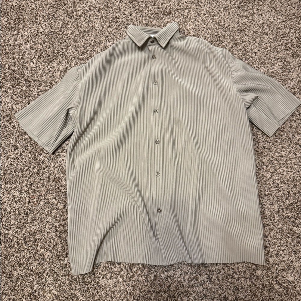 Zara Pleated Button Up Shirt Oversized Tag